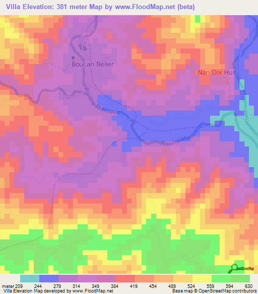 Villa,Haiti Elevation Map