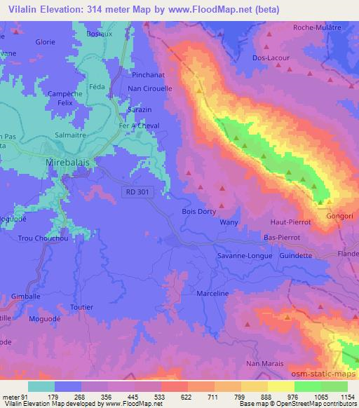 Vilalin,Haiti Elevation Map