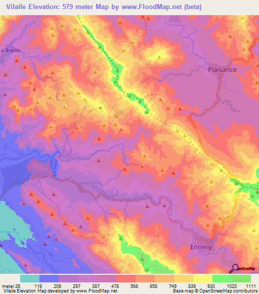 Vilaile,Haiti Elevation Map