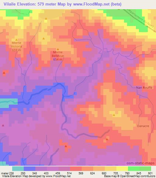 Vilaile,Haiti Elevation Map