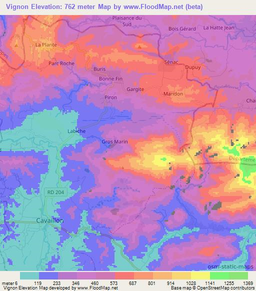 Vignon,Haiti Elevation Map