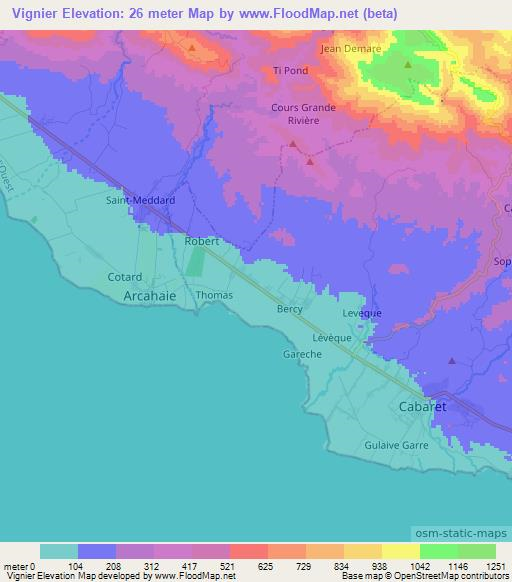 Vignier,Haiti Elevation Map