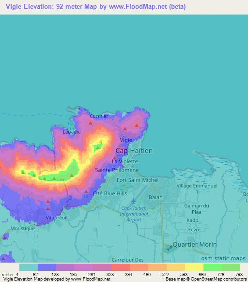 Vigie,Haiti Elevation Map