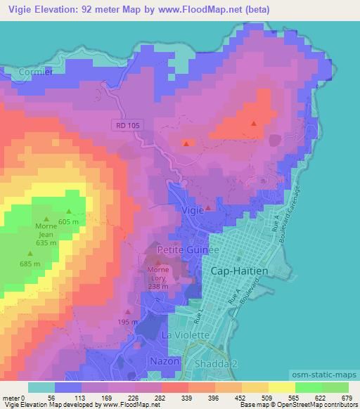 Vigie,Haiti Elevation Map