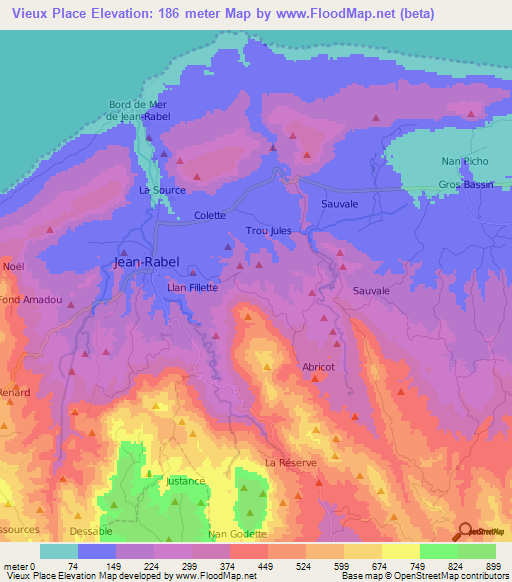 Vieux Place,Haiti Elevation Map