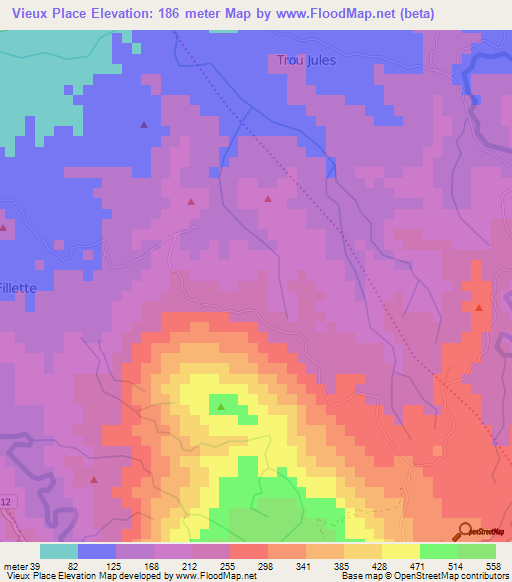 Vieux Place,Haiti Elevation Map