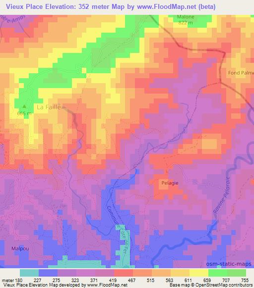 Vieux Place,Haiti Elevation Map