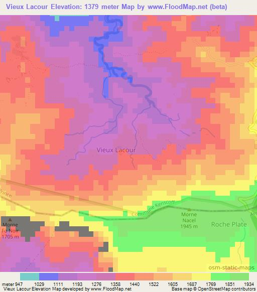 Vieux Lacour,Haiti Elevation Map