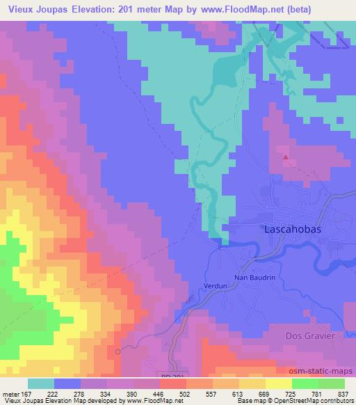 Vieux Joupas,Haiti Elevation Map