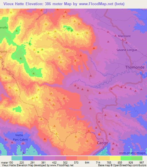 Vieux Hatte,Haiti Elevation Map