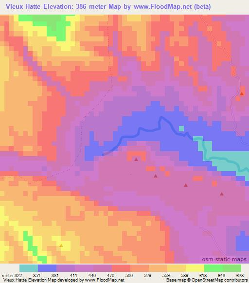 Vieux Hatte,Haiti Elevation Map