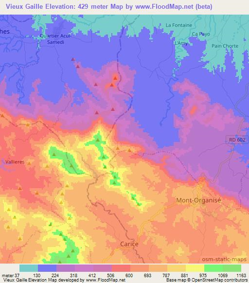 Vieux Gaille,Haiti Elevation Map