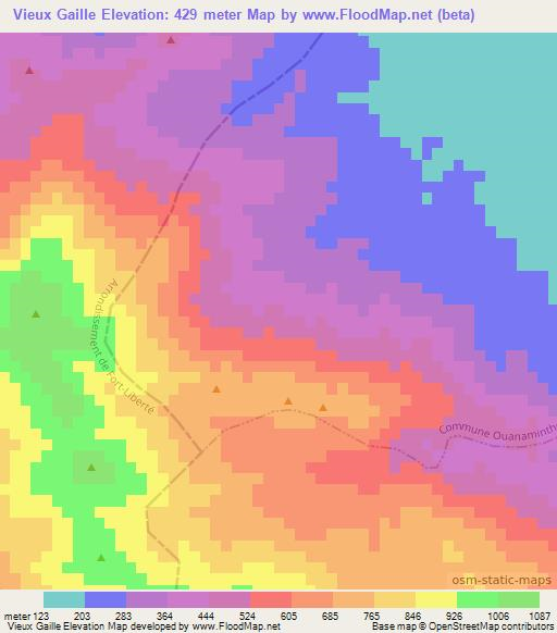 Vieux Gaille,Haiti Elevation Map