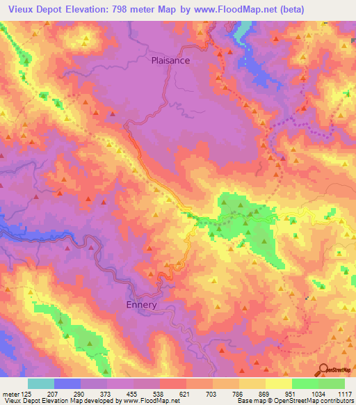 Vieux Depot,Haiti Elevation Map