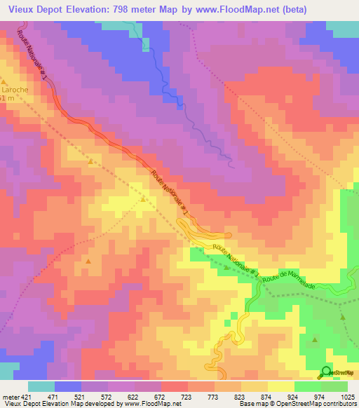 Vieux Depot,Haiti Elevation Map