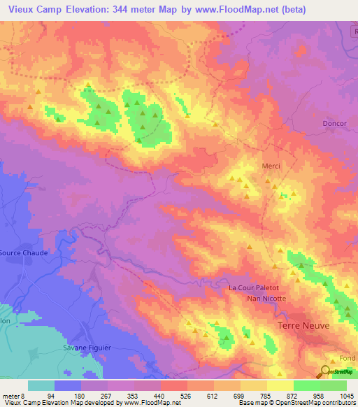 Vieux Camp,Haiti Elevation Map