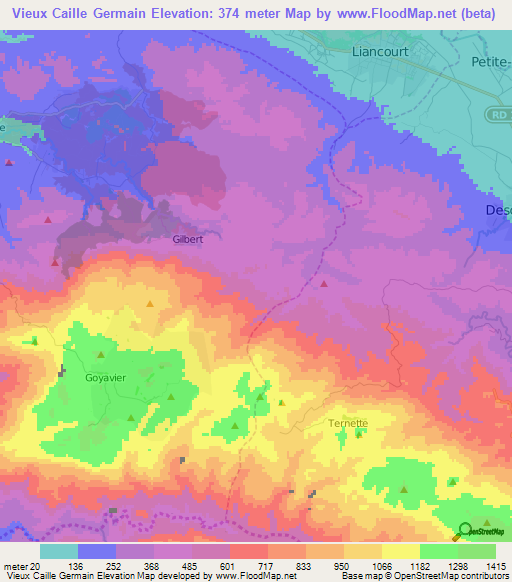 Vieux Caille Germain,Haiti Elevation Map