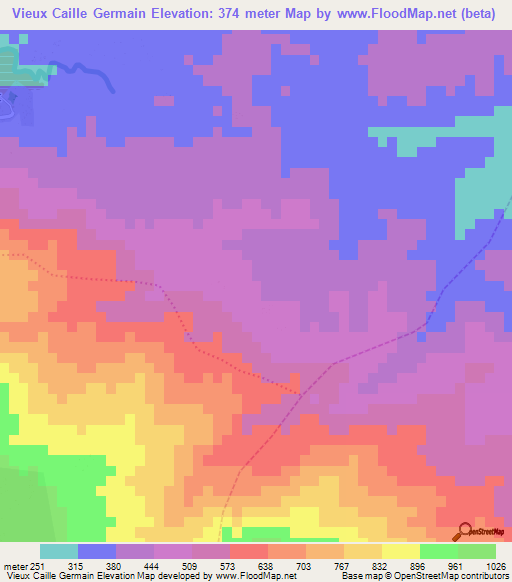 Vieux Caille Germain,Haiti Elevation Map