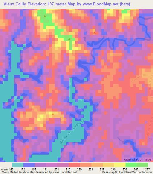 Vieux Caille,Haiti Elevation Map