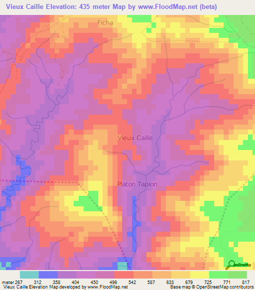 Vieux Caille,Haiti Elevation Map