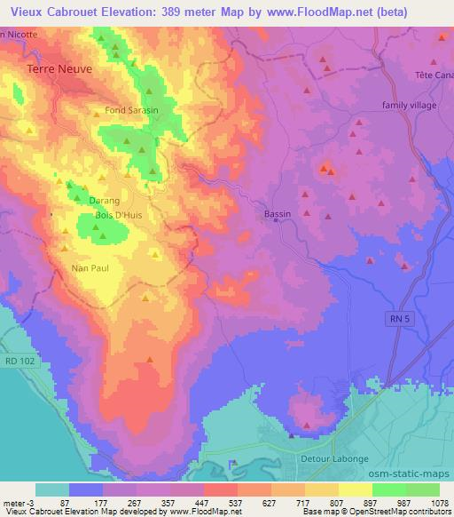 Vieux Cabrouet,Haiti Elevation Map