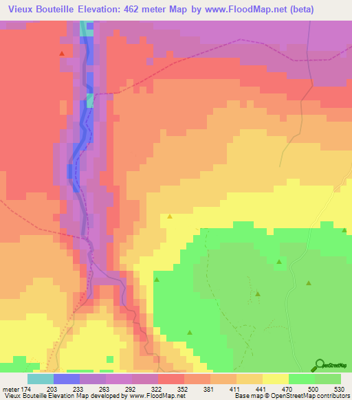 Vieux Bouteille,Haiti Elevation Map