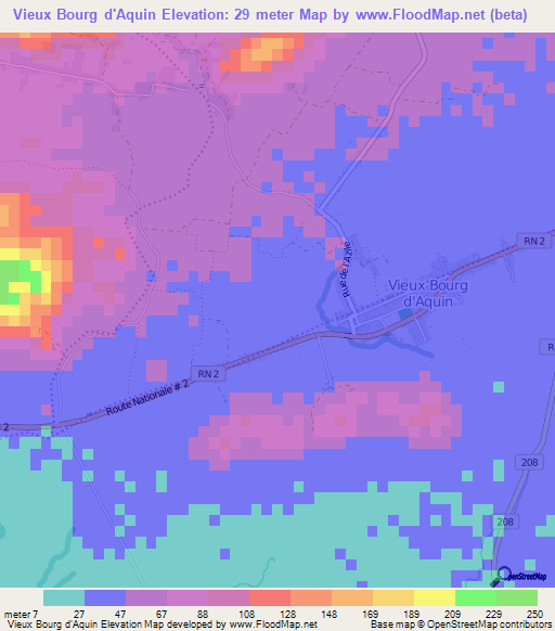 Vieux Bourg d'Aquin,Haiti Elevation Map