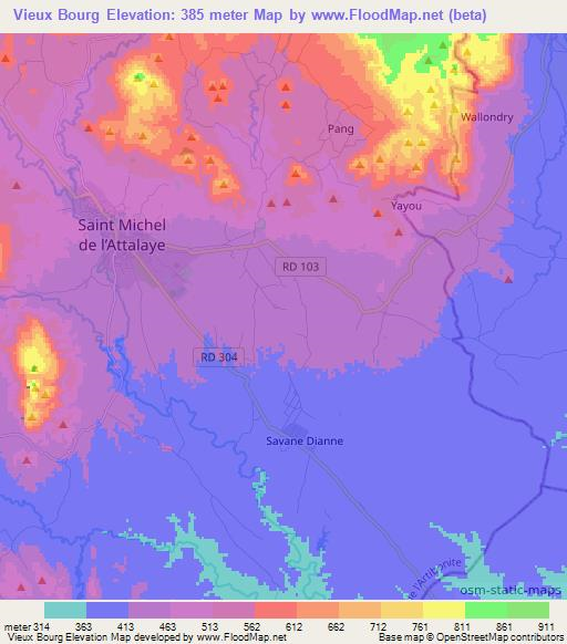 Vieux Bourg,Haiti Elevation Map