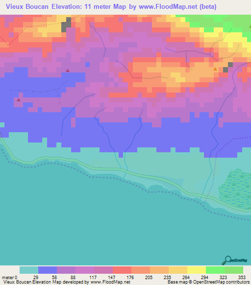 Vieux Boucan,Haiti Elevation Map