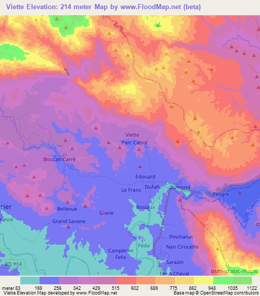 Viette,Haiti Elevation Map