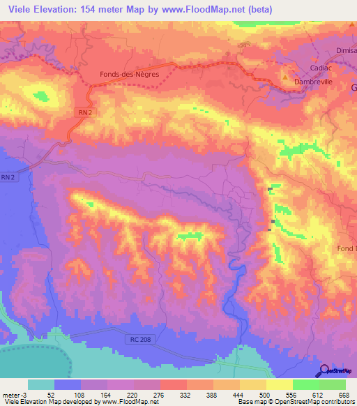 Viele,Haiti Elevation Map