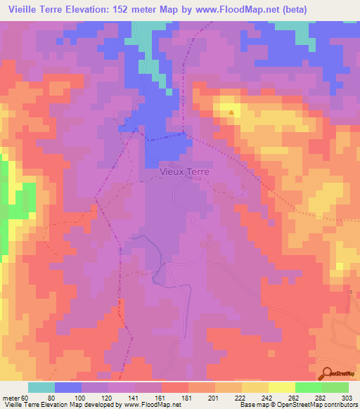 Vieille Terre,Haiti Elevation Map