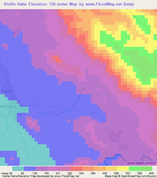 Vieille Hatte,Haiti Elevation Map