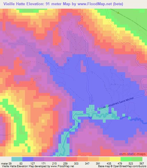 Vieille Hatte,Haiti Elevation Map