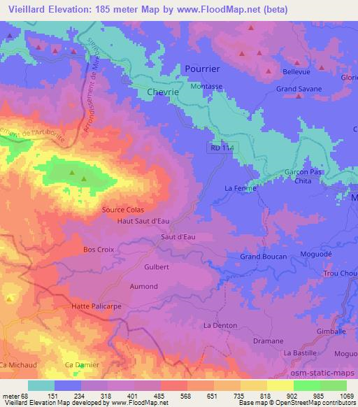 Vieillard,Haiti Elevation Map