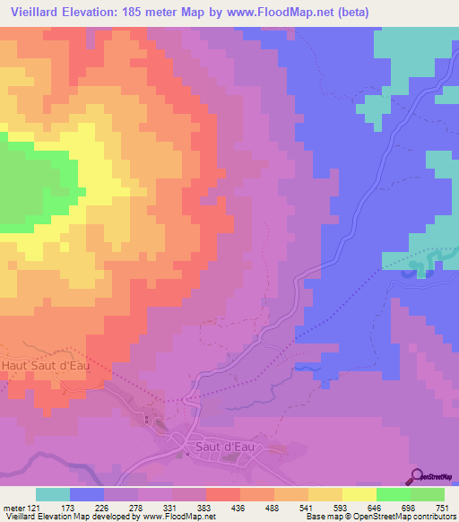 Vieillard,Haiti Elevation Map