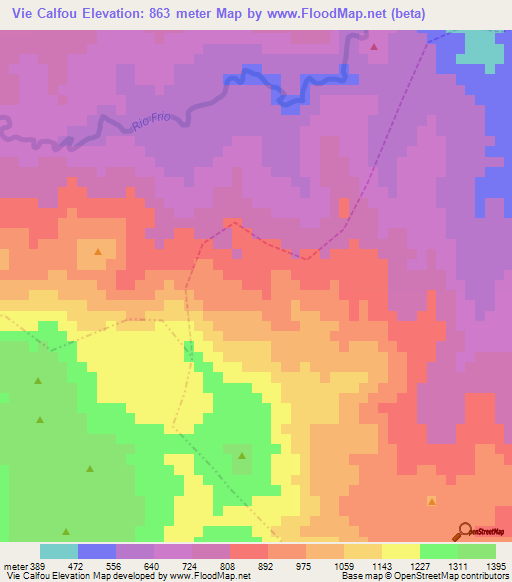 Vie Calfou,Haiti Elevation Map