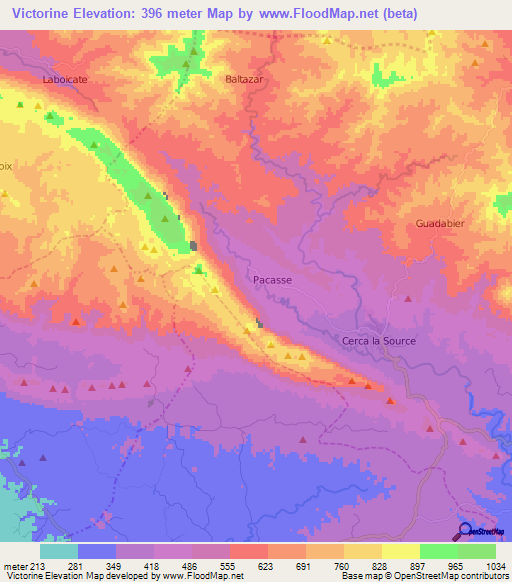 Victorine,Haiti Elevation Map