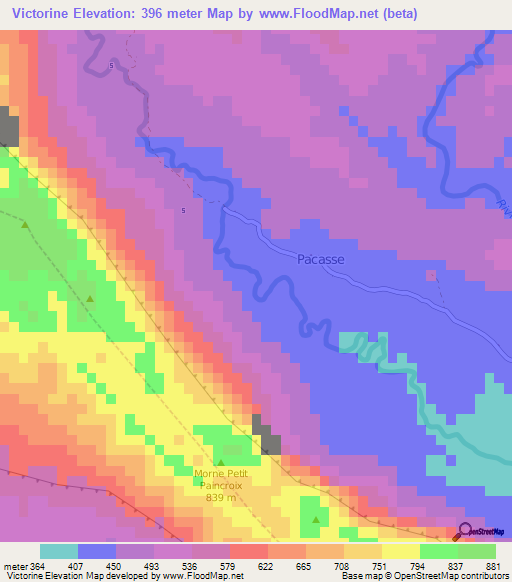 Victorine,Haiti Elevation Map