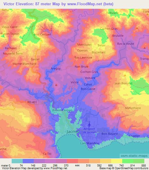 Victor,Haiti Elevation Map