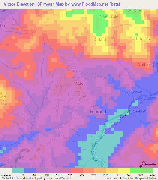 Victor,Haiti Elevation Map