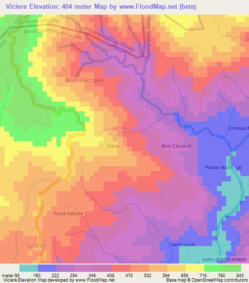 Viciere,Haiti Elevation Map