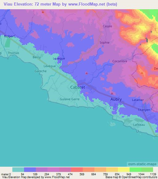 Viau,Haiti Elevation Map