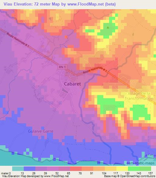 Viau,Haiti Elevation Map