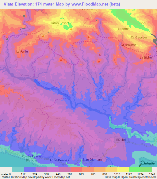 Viata,Haiti Elevation Map