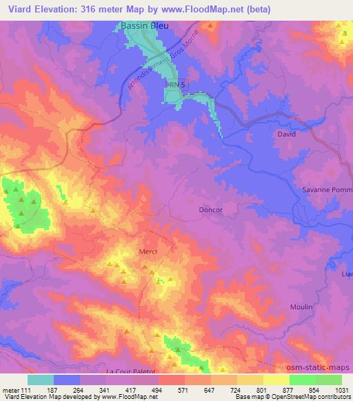 Viard,Haiti Elevation Map