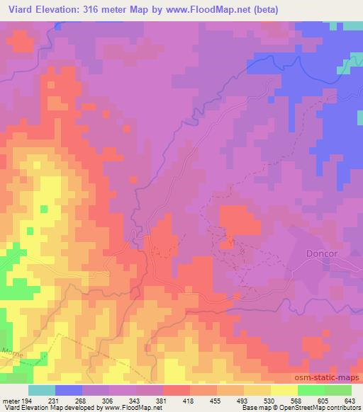 Viard,Haiti Elevation Map