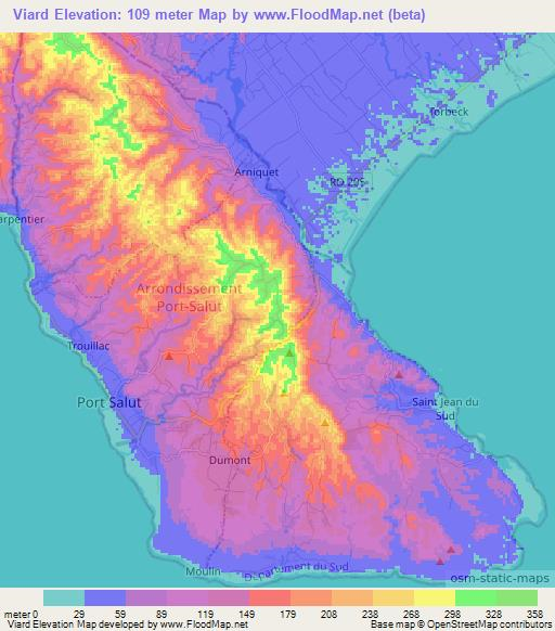 Viard,Haiti Elevation Map