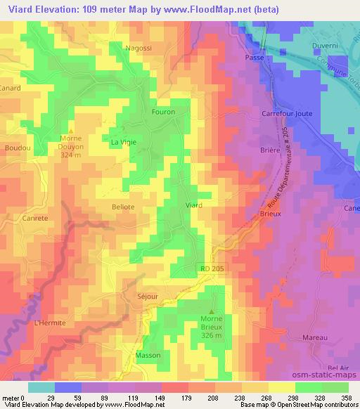 Viard,Haiti Elevation Map