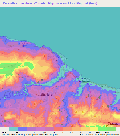 Versailles,Haiti Elevation Map